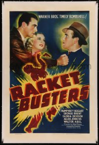 5p0262 RACKET BUSTERS linen 1sh 1938 crook Humphrey Bogart blackmails George Brent into joining him!