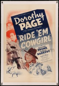5p0268 RIDE 'EM COWGIRL linen 1sh 1939 pretty Dorothy Page, the singing cowgirl, western montage!