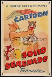 5p0280 SOLID SERENADE linen 1sh 1946 Jerry hates Tom's singing & sics Spike on him, cool cartoon art!
