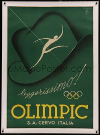 5p0096 OLIMPIC linen 28x39 Italian advertising poster 1937 Paolo Federico Garretto Olympics hat art!