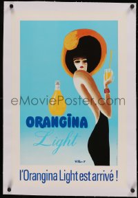 5p0098 ORANGINA linen 16x24 French advertising poster 1980s Villemot art of sexy woman w/light drink