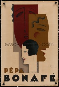 5p0108 PEPA BONAFE linen 15x23 French special poster 1928 Jean Carlu art of the comedienne, rare!