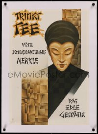 5p0100 TRINKT TEE linen 16x24 German advertising poster 1920s Willy Thomsen art of Asian woman!