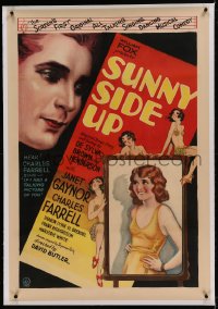 5p0288 SUNNY SIDE UP linen 1sh 1929 Janet Gaynor & Farrell, first all-talking musical, cool art, rare!