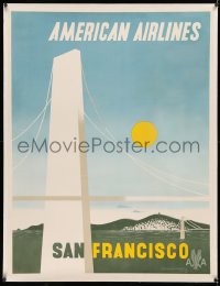 5p0070 AMERICAN AIRLINES SAN FRANCISCO linen 31x40 travel poster 1948 Edward McKnight Kauffer art!