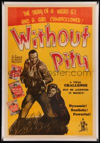 5p0307 WITHOUT PITY linen 1sh 1949 Federico Fellini story of Negro G.I. & a girl campfollower, rare!