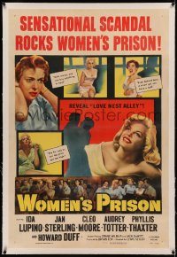 5p0310 WOMEN'S PRISON linen 1sh 1954 Ida Lupino & super sexy convict Cleo Moore, sensational scandal!