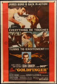 5r0016 GOLDFINGER linen style Y 40x60 1964 five great images of Sean Connery as James Bond 007, rare!