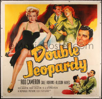 5r0019 DOUBLE JEOPARDY linen 6sh 1955 great artwork of super sexy bad Allison Hayes & Rod Cameron!