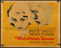 5r0071 THAT CERTAIN WOMAN style A 1/2sh 1937 art of Henry Fonda & Bette Davis with those eyes, rare!