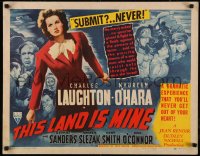 5r0132 THIS LAND IS MINE style A 1/2sh 1943 Maureen O'Hara vs Nazis, Charles Laughton, Renoir, rare!