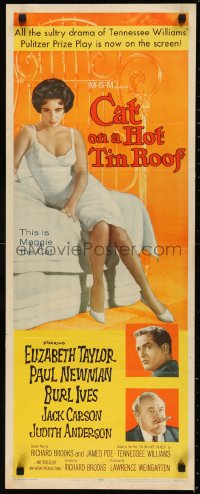 5r0117 CAT ON A HOT TIN ROOF insert 1958 classic image of sexy Elizabeth Taylor as Maggie the Cat!