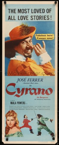 5r0116 CYRANO DE BERGERAC pre-awards insert 1951 Jose Ferrer & Prince compete for Mala Powers, rare!