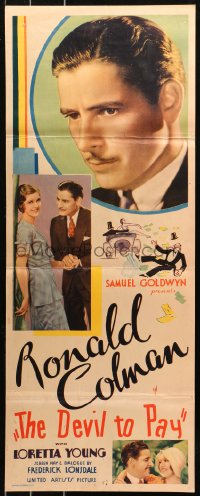 5r0113 DEVIL TO PAY insert 1930 Ronald Colman romances pretty Loretta Young, ultra rare!