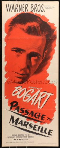 5r0111 PASSAGE TO MARSEILLE insert 1944 Humphrey Bogart escapes Devil's Island to fight Nazis, rare!