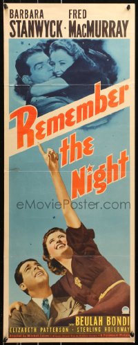 5r0110 REMEMBER THE NIGHT insert 1940 Preston Sturges, Barbara Stanwyck & Fred MacMurray, ultra rare!