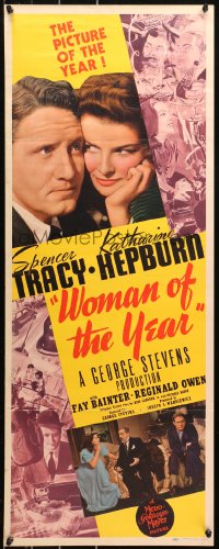 5r0087 WOMAN OF THE YEAR insert 1942 great image of Spencer Tracy & Katharine Hepburn, ultra rare!