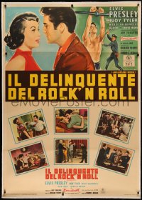 5r0013 JAILHOUSE ROCK linen Italian 1p 1958 different images of rock & roll king Elvis Presley, rare!