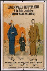 5r0004 A LA BELLE JARDINIERE linen 30x46 French advertising poster 1930 art of fashionable ladies!