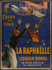 5r0006 LA RAPHAELLE linen 45x61 French advertising poster 1908 great Rosetti early airplane art!
