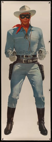 5r0001 LONE RANGER 2 linen 25x75 special posters 1950s life-size art of both Clayton Moore & Tonto!