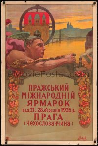 5r0179 PRAGUE INTERNATIONAL FAIR 25x37 Czech special poster 1926 F. Jakub art of Greek god Mercury!