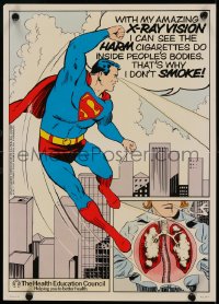 5r0180 SUPERMAN 12x17 special poster 1980 his X-ray vision sees the harm of cigarettes, rare!