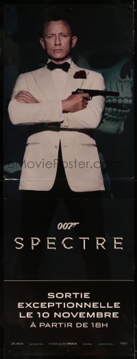 5r0092 SPECTRE 2-sided 31x83 French standee 2015 Daniel Craig as James Bond & sexy Lea Seydoux, rare!