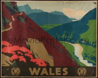 5r0003 GREAT WESTERN RAILWAY WALES linen 39x49 English travel poster 1930s Frank Newbould art, rare!