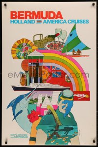 5r0183 HOLLAND AMERICA LINE 25x38 travel poster 1974 great David Klein art of Bermuda, ultra rare!