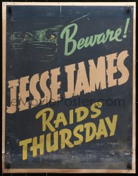 5r0049 JESSE JAMES 21x27 special poster 1939 different Beware poster w/cool art, very rare!