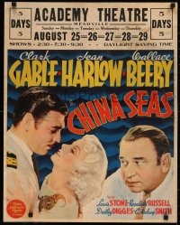 5r0046 CHINA SEAS jumbo WC 1935 sexy Jean Harlow between Clark Gable & Wallace Beery, ultra rare!