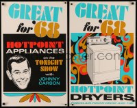 5r0043 HOTPOINT set of 4 advertising posters 1968 Johnny Carson selling quality appliances, rare!