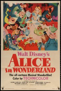 5s0125 ALICE IN WONDERLAND 1sh 1951 Walt Disney Lewis Carroll classic, wonderful tea party art!