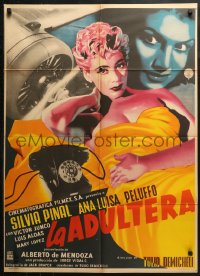 5s0117 LA ADULTERA Mexican poster 1956 super sexy artwork of bad girl adulteress Silvia Pinal!