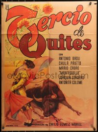 5s0121 TERCIO DE QUITES Mexican poster 1951 wonderful Caballero art of matador & bull, very rare!
