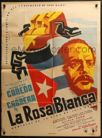 5s0123 WHITE ROSE Mexican poster 1955 Moffitt art of Canedo as Jose Marti breaking chain, rare!
