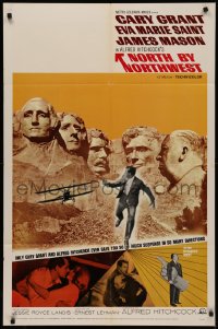 5s0147 NORTH BY NORTHWEST 1sh R1966 Cary Grant chased by crop-duster by Mt. Rushmore with Hitchcock!