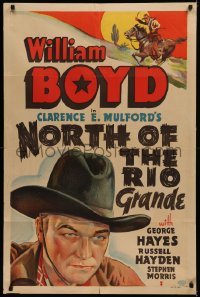 5s0148 NORTH OF THE RIO GRANDE Other Company 1sh 1937 art of William Boyd as Hopalong Cassidy, rare!