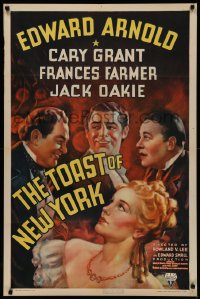 5s0158 TOAST OF NEW YORK 1sh 1937 art of Frances Farmer, Cary Grant, Edward Arnold & Jack Oakie!
