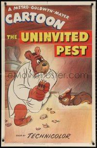 5s0159 UNINVITED PEST 1sh R1949 cartoon art of Barney Bear stepping on squirrel's nutshells, rare!
