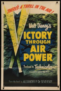 5s0160 VICTORY THROUGH AIR POWER 1sh 1943 World War II, Disney, there's a thrill in the air, rare!