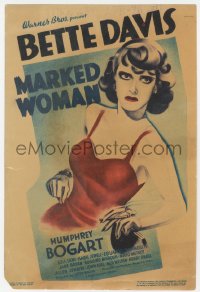 5s0112 MARKED WOMAN mini WC 1937 great art of sexy bad Bette Davis, Humphrey Bogart, Curtiz, rare!