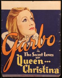 5s0036 QUEEN CHRISTINA style A WC 1933 great headshot artwork of pretty glamorous Greta Garbo, rare!