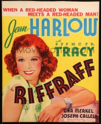 5s0037 RIFFRAFF WC 1936 great smiling close up of sexy Jean Harlow with red hair, ultra rare!