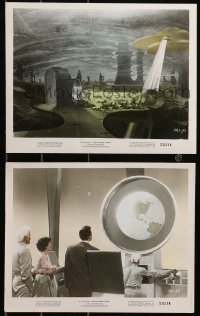 5t0933 THIS ISLAND EARTH 2 color 8x10 stills 1955 Jeff Morrow, Domergue, incredible image of UFO!