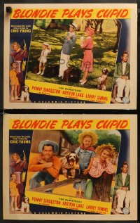 5t0682 BLONDIE PLAYS CUPID 2 LCs 1940 Penny Singleton & Arthur Lake as Dagwood, cool family portrait!