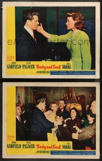 5t0683 BODY & SOUL 2 LCs 1947 cool images of Ann Revere, boxer John Garfield & Lilli Palmer!