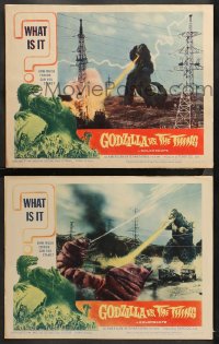 5t0716 GODZILLA VS. THE THING 2 LCs 1964 FX scenes with Gojira breathing fire + Mothra in larva form!