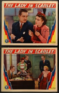 5t0736 LADY IN SCARLET 2 LCs 1935 art dealer Reginald Denny involved with sexy Patricia Farr!